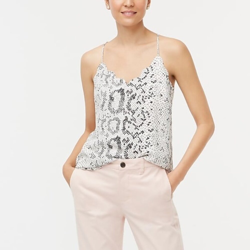 J. Crew Snakeskin Scalloped Cami Top
